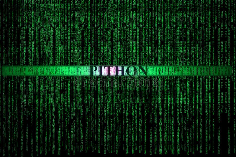 矩阵背景上用编程语言python命名的题词 向量例证