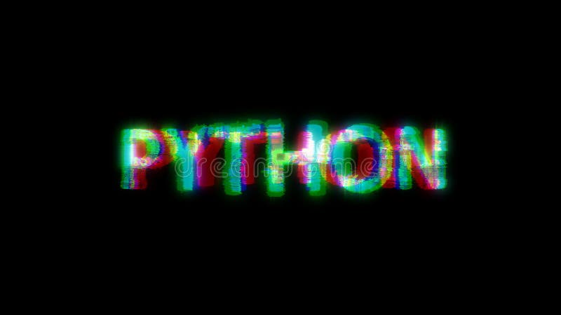 赛博文本 PYTHON，具有严重的色差扭曲，孤立 - 对象 3D 插图 向量例证