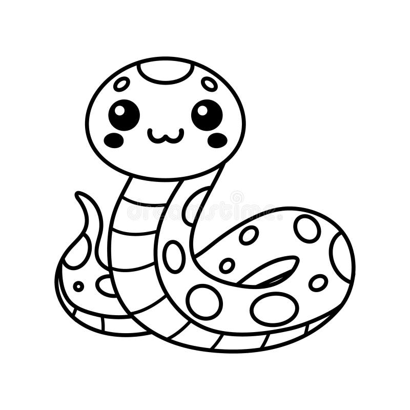 可爱的Python矢量图插图丛林着色页 库存例证
