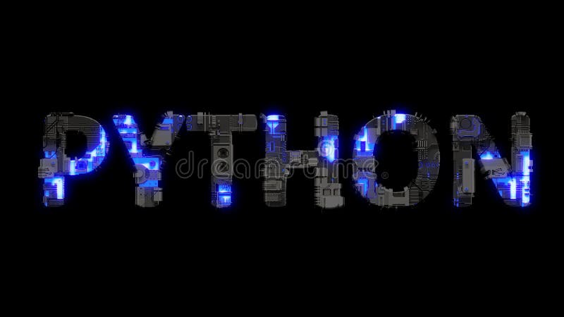 现代网络文本python闪耀蓝色电光隔离物体三维渲染 向量例证