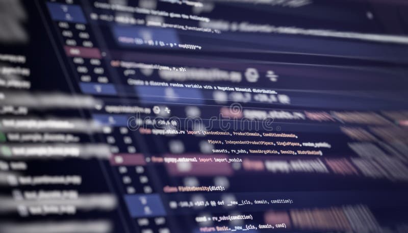 Python code on screen in software development process. Python code editor stock images, royalty-free photos and pictures