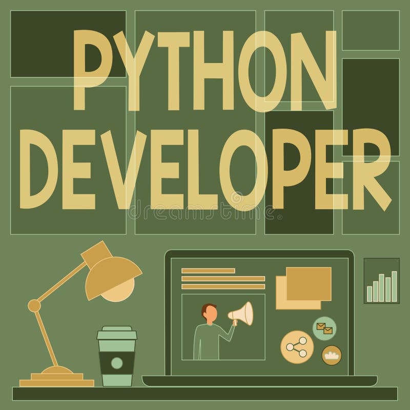 文本标题显示Python开发人员. 负责编写服务器端Web应用逻辑的概念含义 向量例证