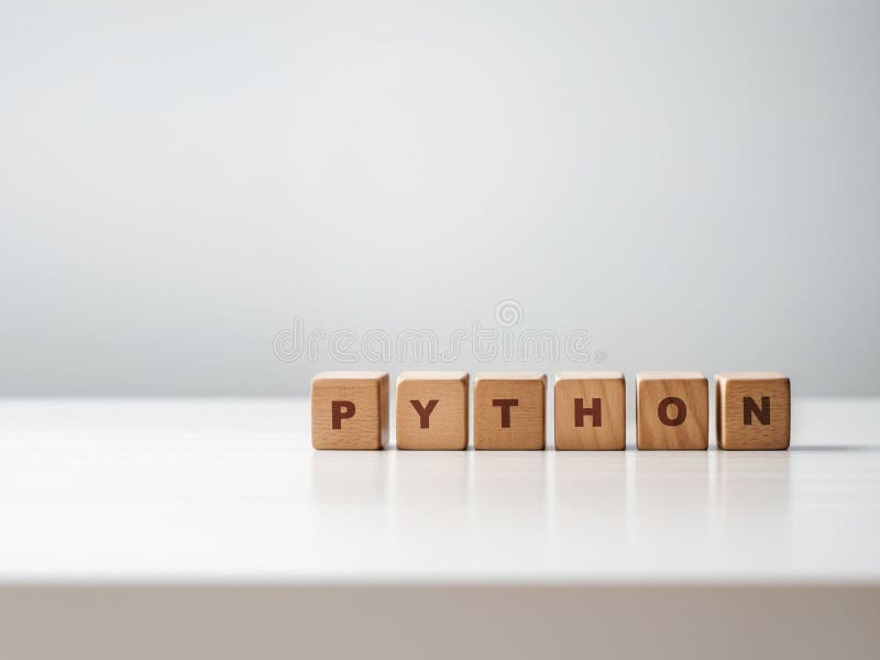 带字母的木块中的python单词高级通用编程语言python概念白色背景 皇族释放例证