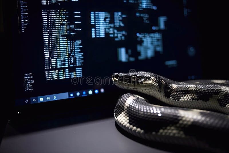 Python编程语言python在计算机屏幕生成ai上查看代码行 皇族释放例证