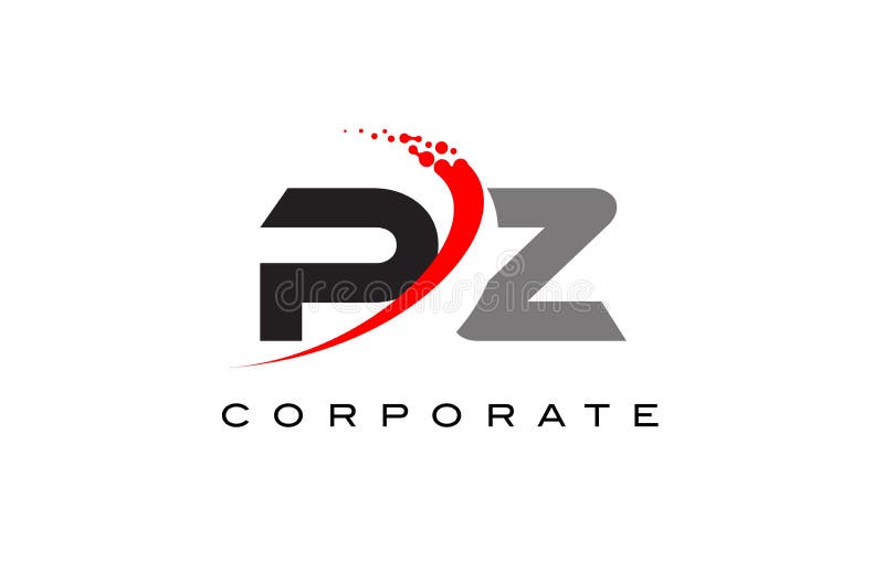 PZ Modern Letter Logo Design with Swoosh