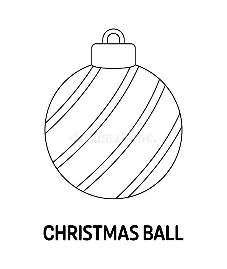 Página para colorir com Bola de Natal para crianças ilustração stock