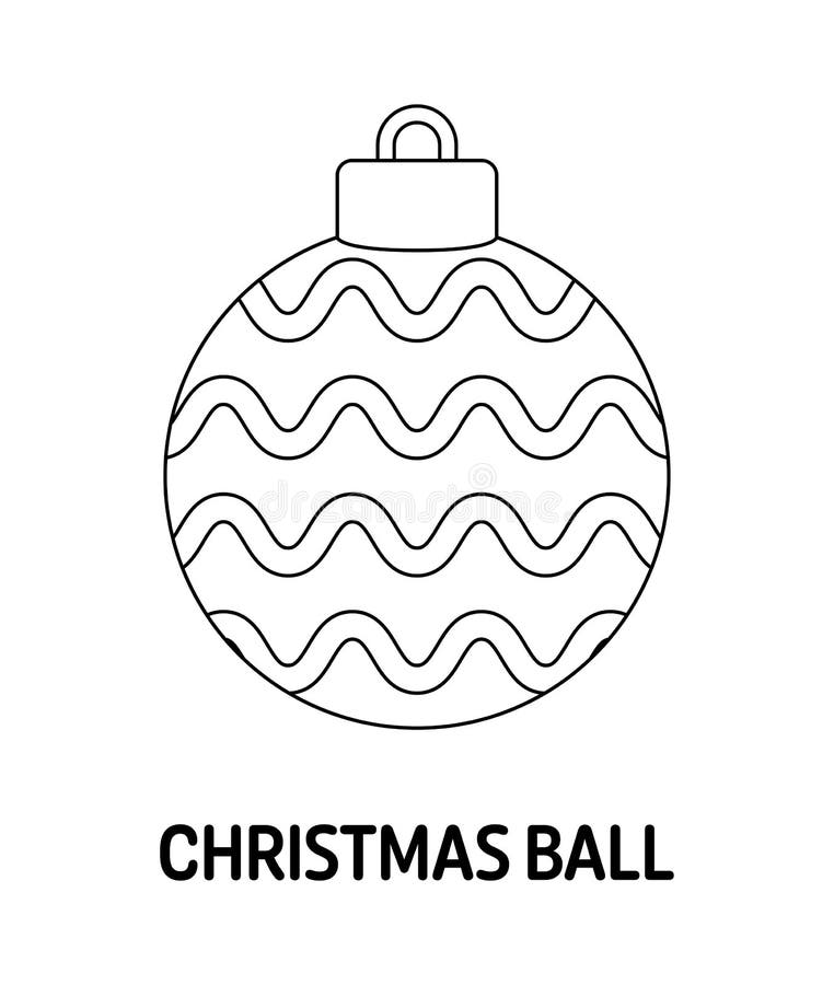 Página para colorir com Bola de Natal para crianças ilustração royalty free