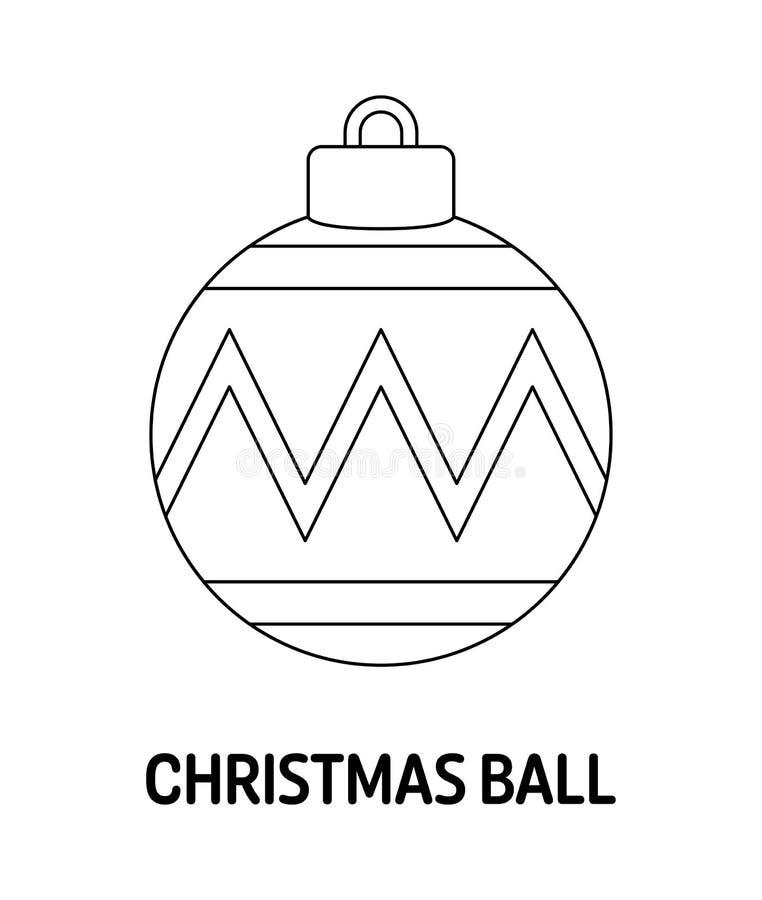 Página para colorir com Bola de Natal para crianças ilustração stock