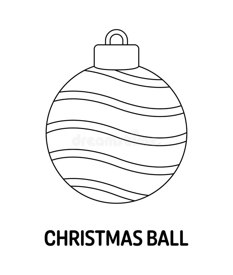 Página para colorir com Bola de Natal para crianças ilustração do vetor