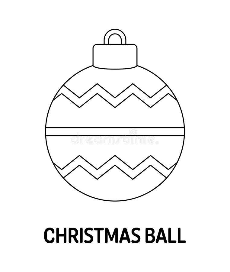 Página para colorir com Bola de Natal para crianças ilustração royalty free