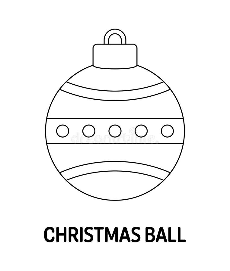 Página para colorir com Bola de Natal para crianças ilustração do vetor