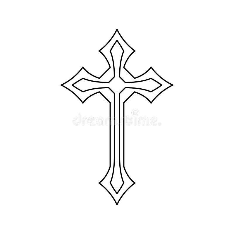 Página para colorir com a Cruz Cristã para crianças ilustração do vetor