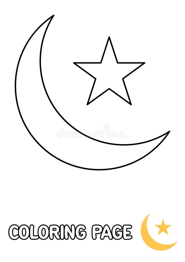 Página para colorir com a Lua do Eid para crianças ilustração stock