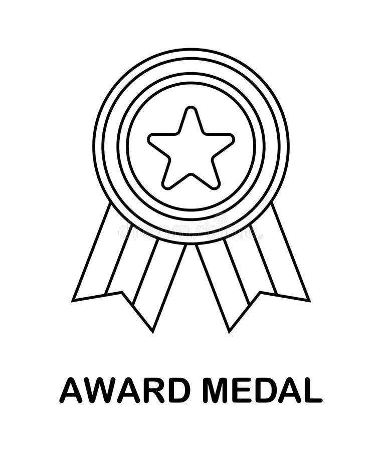 Página para colorir com Medalha de Prémios para crianças ilustração do vetor
