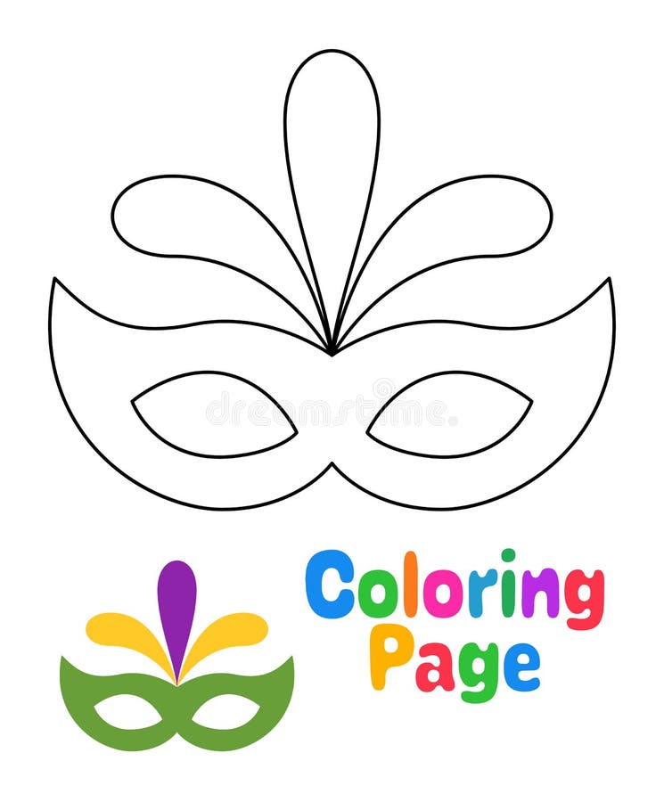 Página para colorir com Máscara de Carnaval para crianças ilustração royalty free