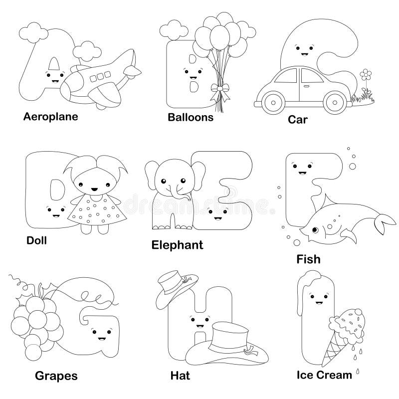 Página para colorir do alfabeto ilustração do vetor