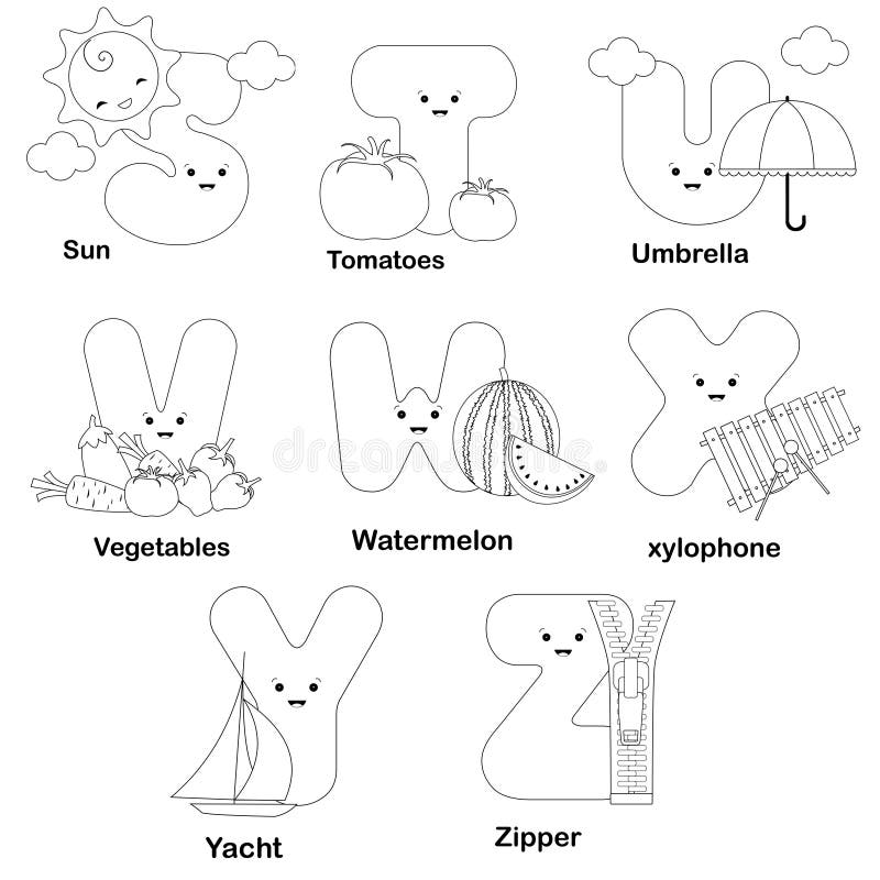 Página para colorir do alfabeto ilustração do vetor