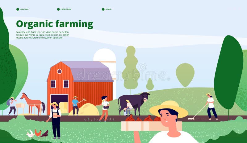 Página de aterrissagem do fazendeiro Os trabalhadores agrícolas trabalham com equipamento no conceito do vetor da natureza, da ag ilustração do vetor Página de aterrissagem do fazendeiro Os trabalhadores agrícolas trabalham com equipamento no conceito do vetor da natureza, da ag ilustração do vetor