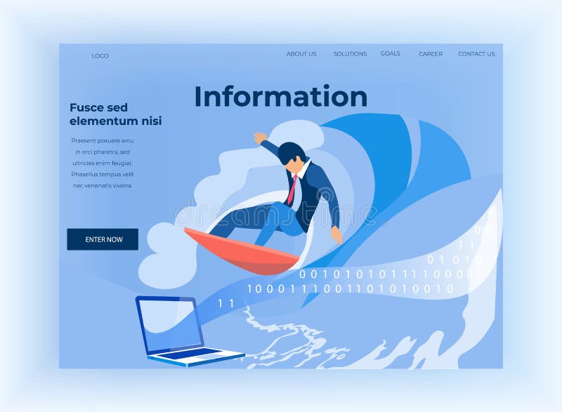 Página del aterrizaje del flujo del código binario y de información stock de ilustración Página del aterrizaje del flujo del código binario y de información stock de ilustración