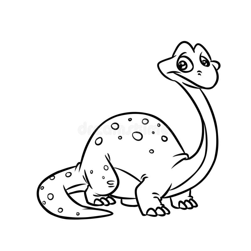 Página del colorante del ejemplo de la historieta del Diplodocus del dinosaurio ilustración del vector Página del colorante del ejemplo de la historieta del Diplodocus del dinosaurio ilustración del vector