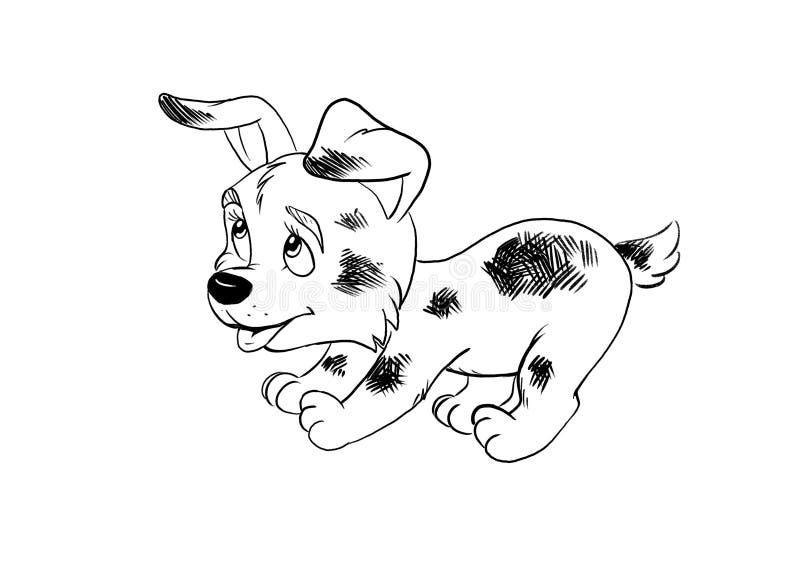 Página del colorante del perrito de la historieta ilustración del vector Página del colorante del perrito de la historieta ilustración del vector