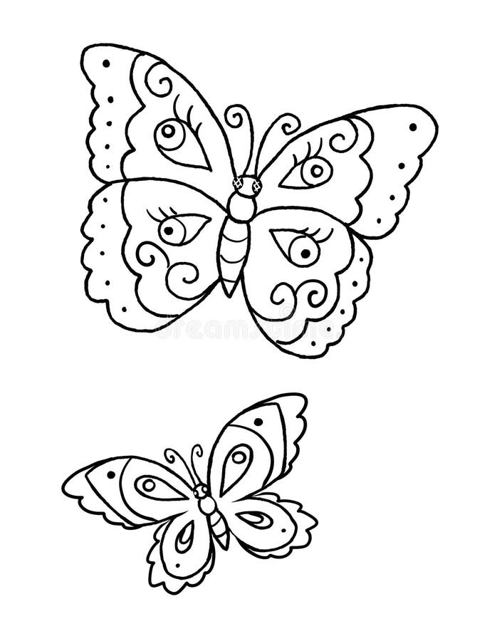 Página del libro de colorear con dos mariposas libre illustration Página del libro de colorear con dos mariposas libre illustration