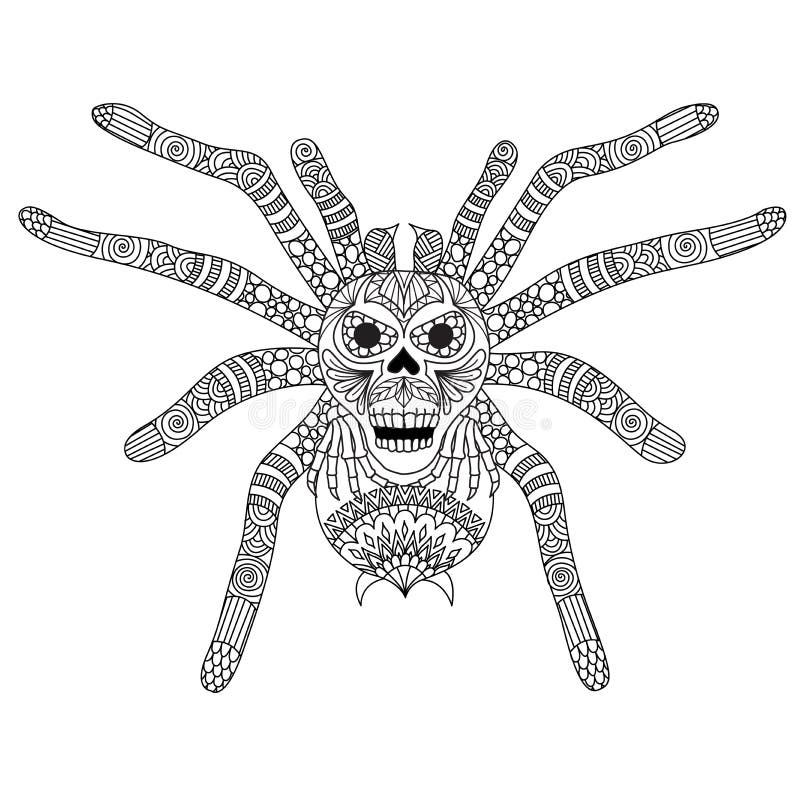 Página do livro para colorir para o adulto e a criança A imagem da coloração do zentangle estilizou a cara assustador do crânio n ilustração royalty free Página do livro para colorir para o adulto e a criança A imagem da coloração do zentangle estilizou a cara assustador do crânio n ilustração royalty free