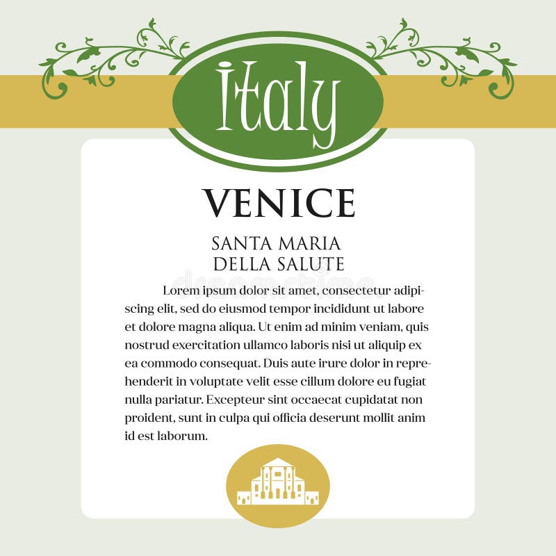 Página ou menu de Designe para produtos italianos Pode ser um guia com informação sobre a cidade italiana de Veneza ilustração royalty free Página ou menu de Designe para produtos italianos Pode ser um guia com informação sobre a cidade italiana de Veneza ilustração royalty free