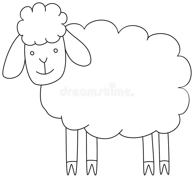 P?gina simple del libro de colorear de las ovejas de la historieta para los ni?os Ejemplo del esquema del vector ilustración del vector P?gina simple del libro de colorear de las ovejas de la historieta para los ni?os Ejemplo del esquema del vector ilustración del vector
