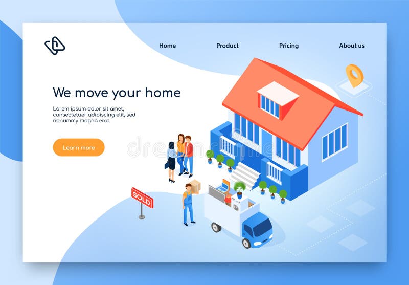 Página web isométrica del vector de Home Moving Company