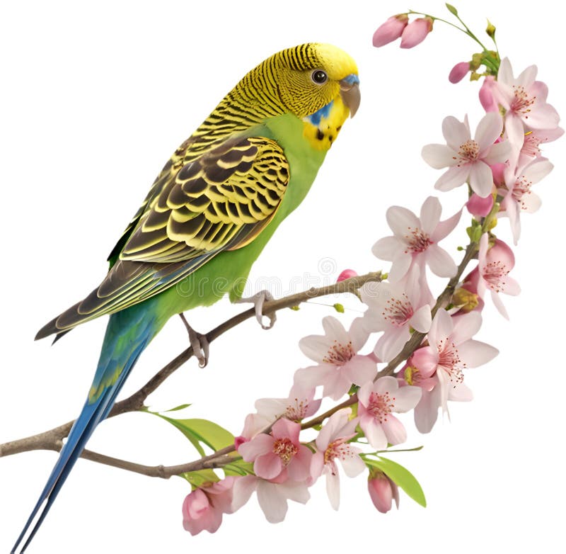Pájaro Bugerigar brillante con colores vivos que muestran un encanto único. stock de ilustración