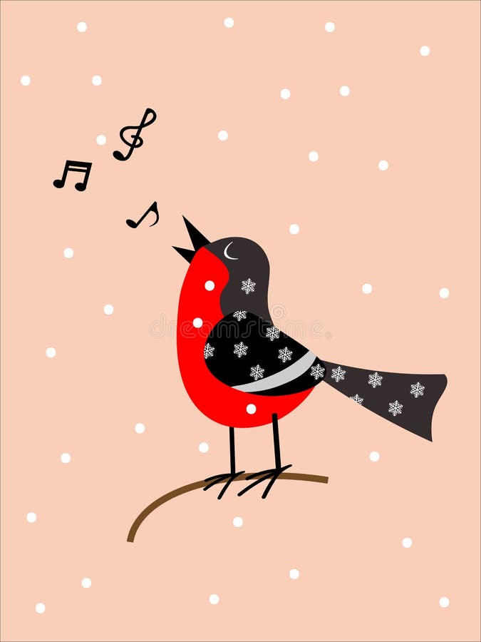 Singing bird on a pink background. Vector. Singing bird on a pink background. Vector.