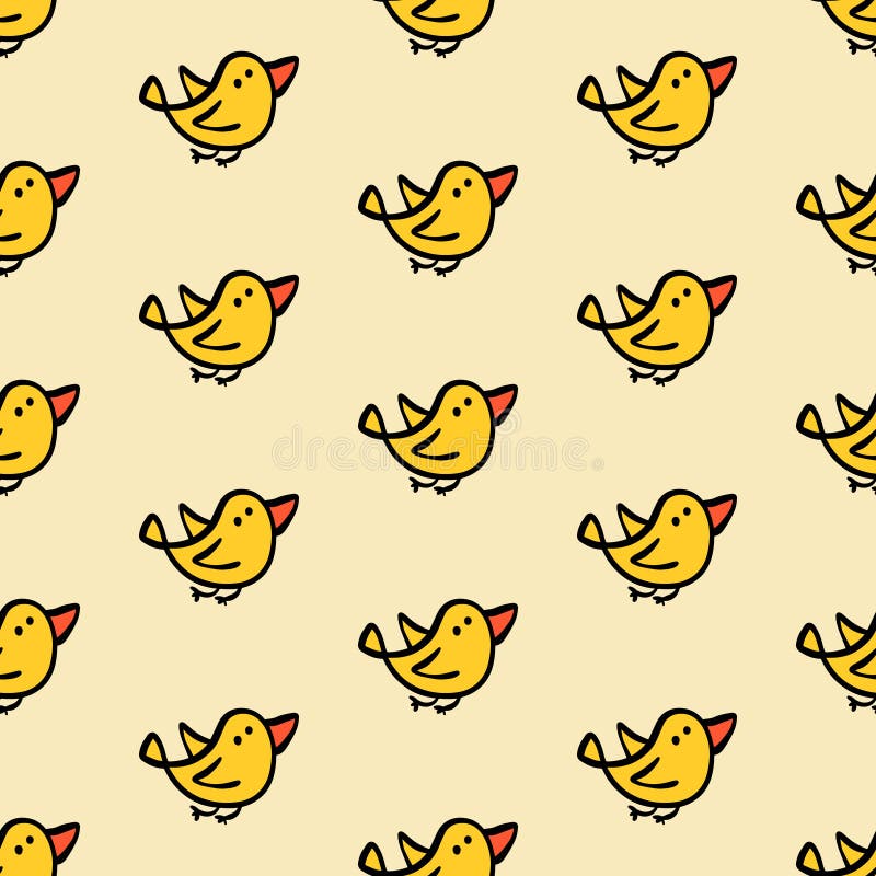 Pájaros amarillos que vuelan el modelo inconsútil exhausto de la mano libre illustration Pájaros amarillos que vuelan el modelo inconsútil exhausto de la mano libre illustration
