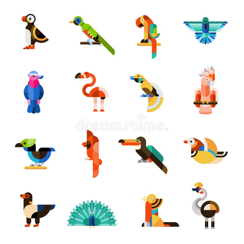 Pájaros exóticos fijados ilustración del vector Pájaros exóticos fijados ilustración del vector