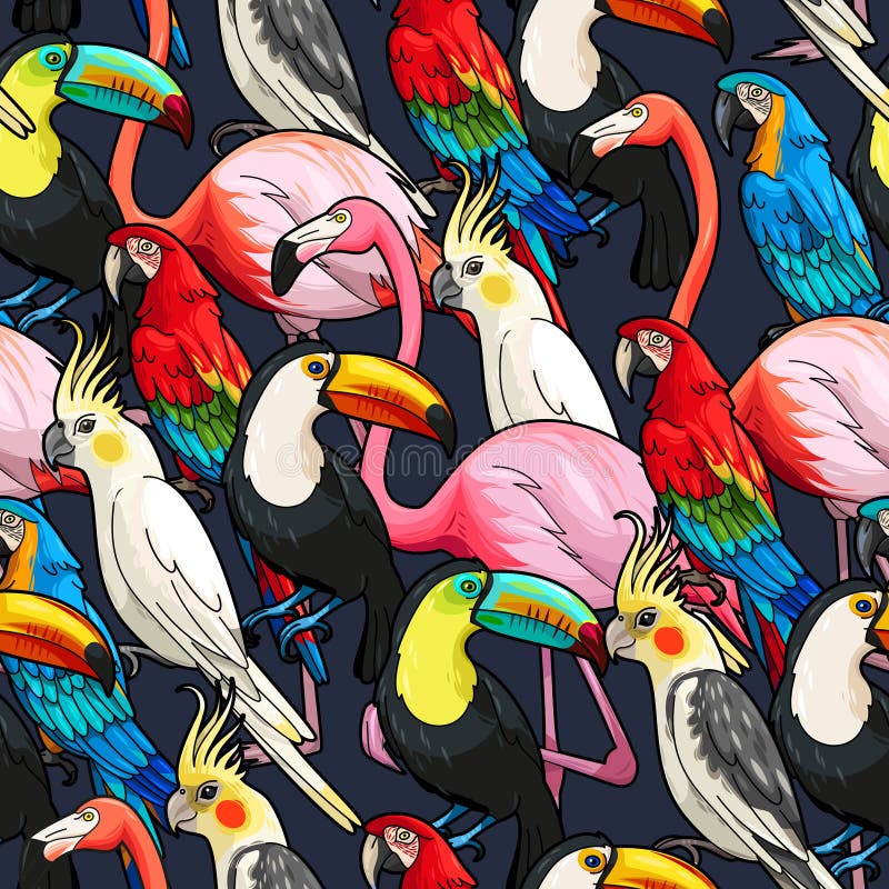 Pájaros exóticos inconsútiles stock de ilustración Pájaros exóticos inconsútiles stock de ilustración