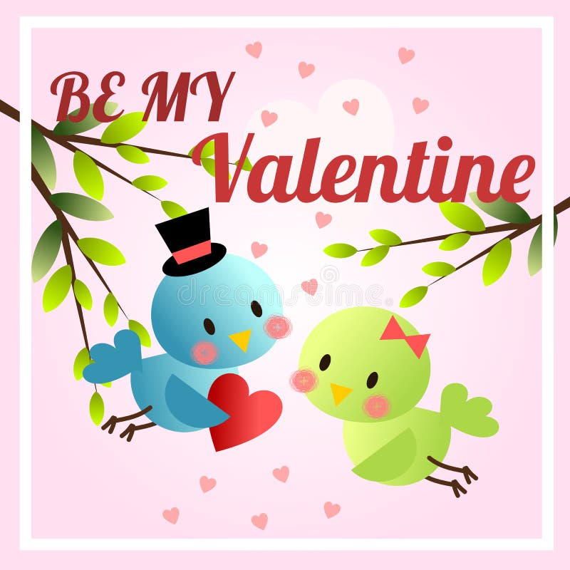 Pájaros lindos en el tema de día de San Valentín Sea mi fondo de la tarjeta del día de San Valentín ilustración del vector Pájaros lindos en el tema de día de San Valentín Sea mi fondo de la tarjeta del día de San Valentín ilustración del vector