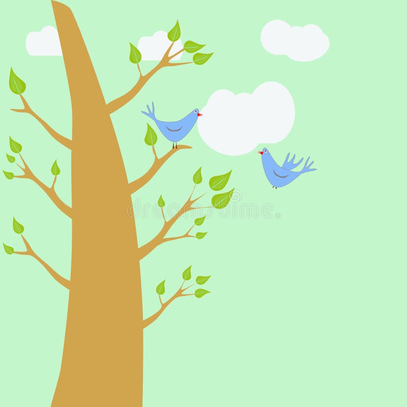 Pájaros y un árbol libre illustration