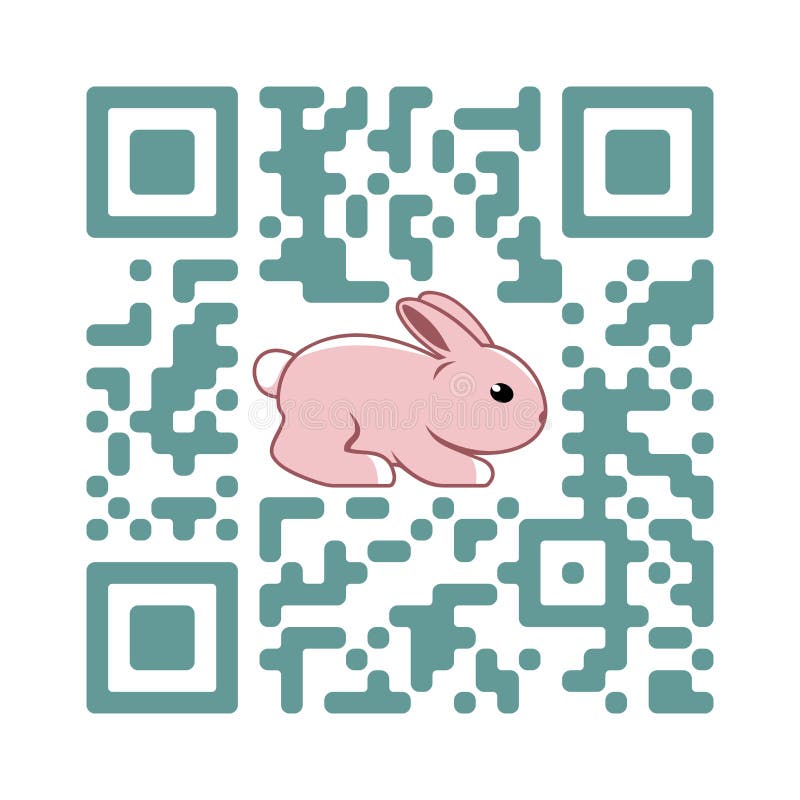 Páscoa feliz QR do código legível de Smartphone com ícone do coelho ilustração stock Páscoa feliz QR do código legível de Smartphone com ícone do coelho ilustração stock