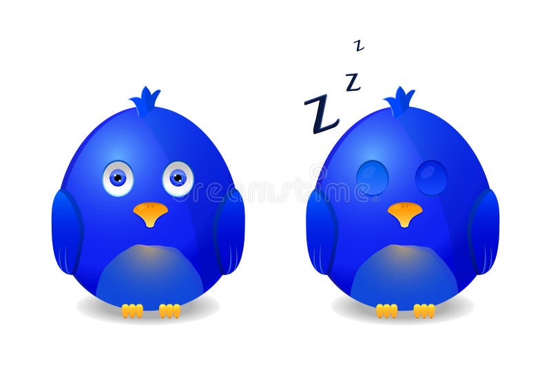 Pássaro azul acordado e sono ilustração do vetor Pássaro azul acordado e sono ilustração do vetor