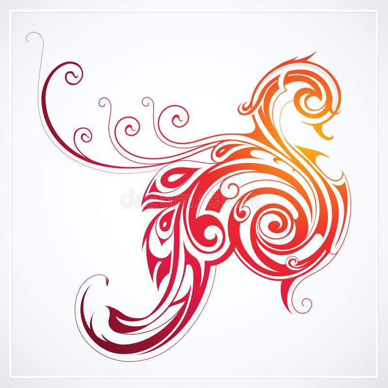 Pássaro de fogo como pavão ilustração stock