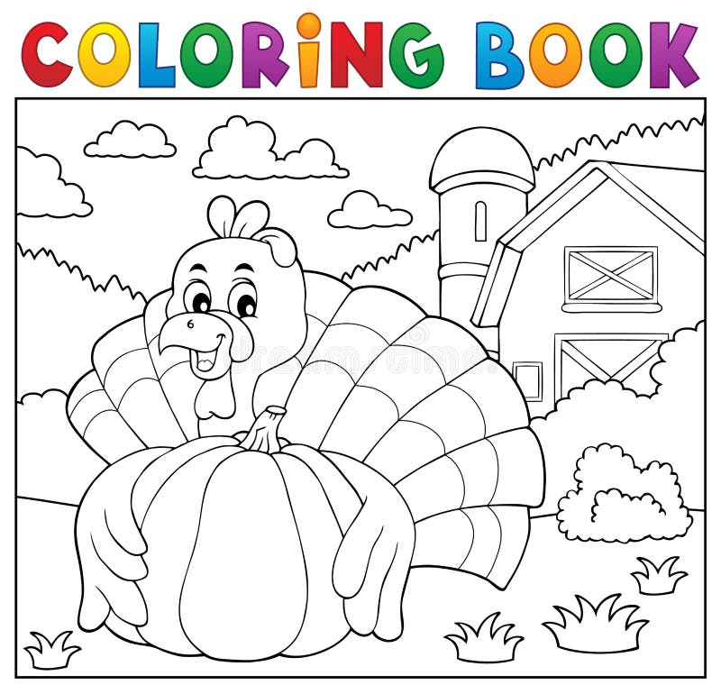 Pássaro do peru do livro para colorir e abóbora 2 ilustração do vetor Pássaro do peru do livro para colorir e abóbora 2 ilustração do vetor