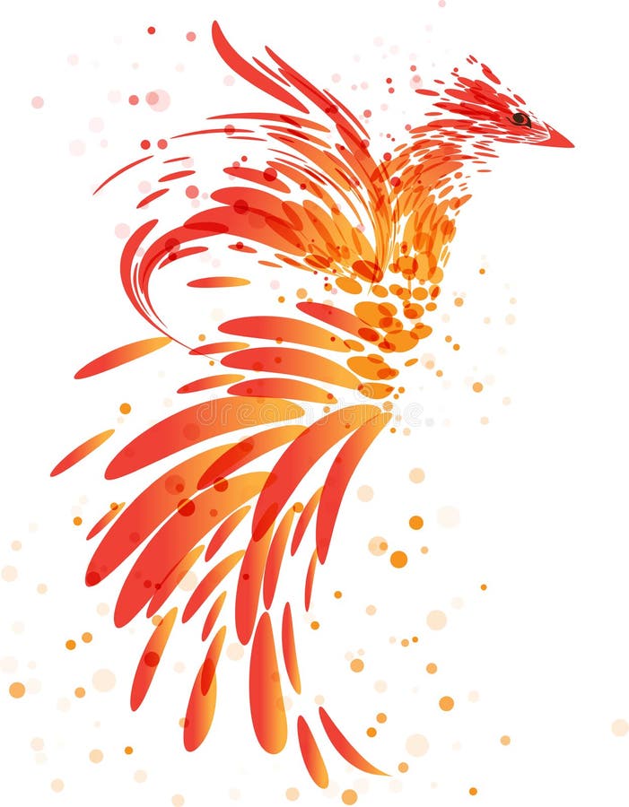Pássaro mítico do fogo no fundo branco ilustração stock Pássaro mítico do fogo no fundo branco ilustração stock