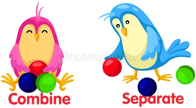 Pássaros bonitos com palavras opostas ilustração stock Pássaros bonitos com palavras opostas ilustração stock