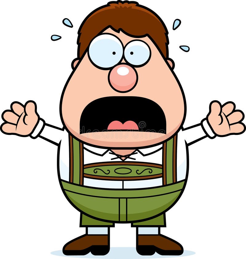 Pânico do menino dos Lederhosen dos desenhos animados ilustração stock Pânico do menino dos Lederhosen dos desenhos animados ilustração stock