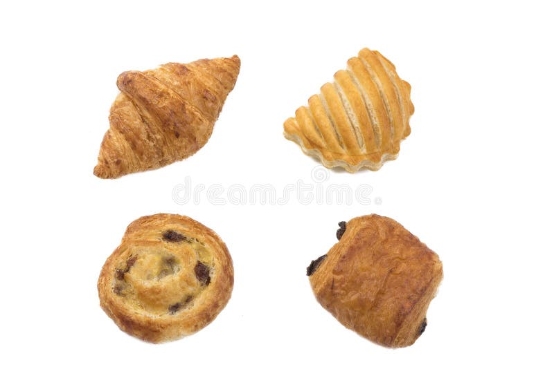 Pâtes de beurre et feuilletées gastronomes dans le style de Vienne sur une vue supérieure de panier avec le fond blanc images libres de droits Pâtes de beurre et feuilletées gastronomes dans le style de Vienne sur une vue supérieure de panier avec le fond blanc images libres de droits
