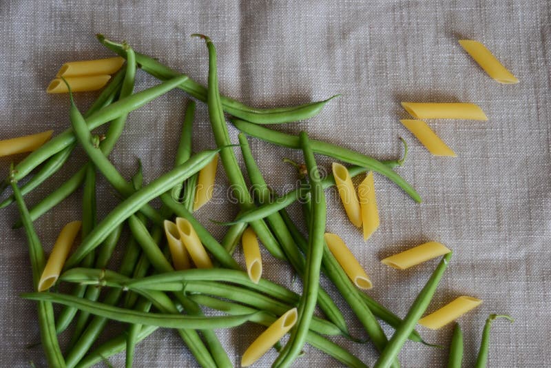 Pâtes et haricots verts photos stock Pâtes et haricots verts photos stock