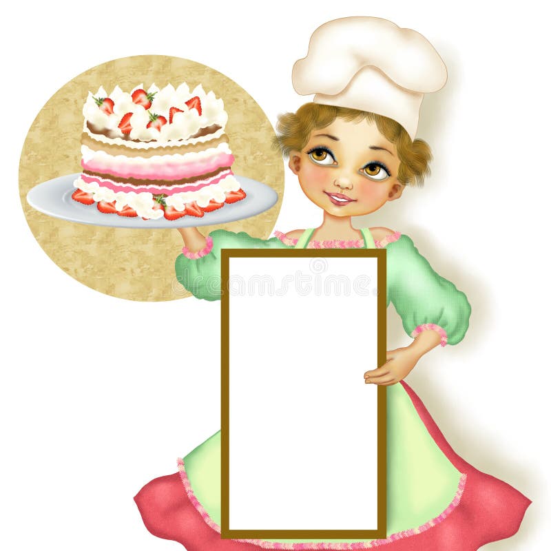Pâtisserie de femme de chef avec le tarte bourré illustration libre de droits Pâtisserie de femme de chef avec le tarte bourré illustration libre de droits