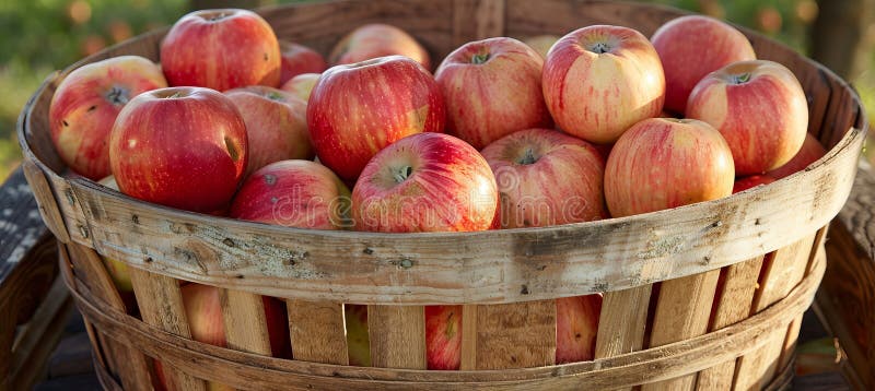 Pälsskydd av lush-äpple i full blomning med färgat urval av äpplen i vävd korg vektor illustrationer
