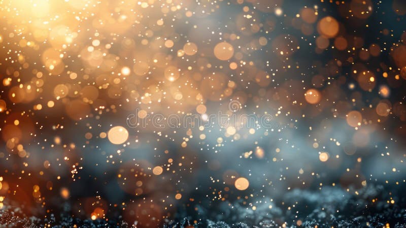 Pärlande snöfall med bak lyser festive silver och guldabstrakt julmassa och nytt års semesterbackfall med kopieringsutrymme royaltyfri illustrationer