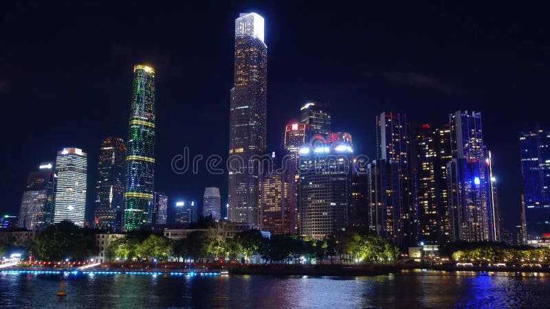 Pärlflod ny stad cbd night view guangzhou china